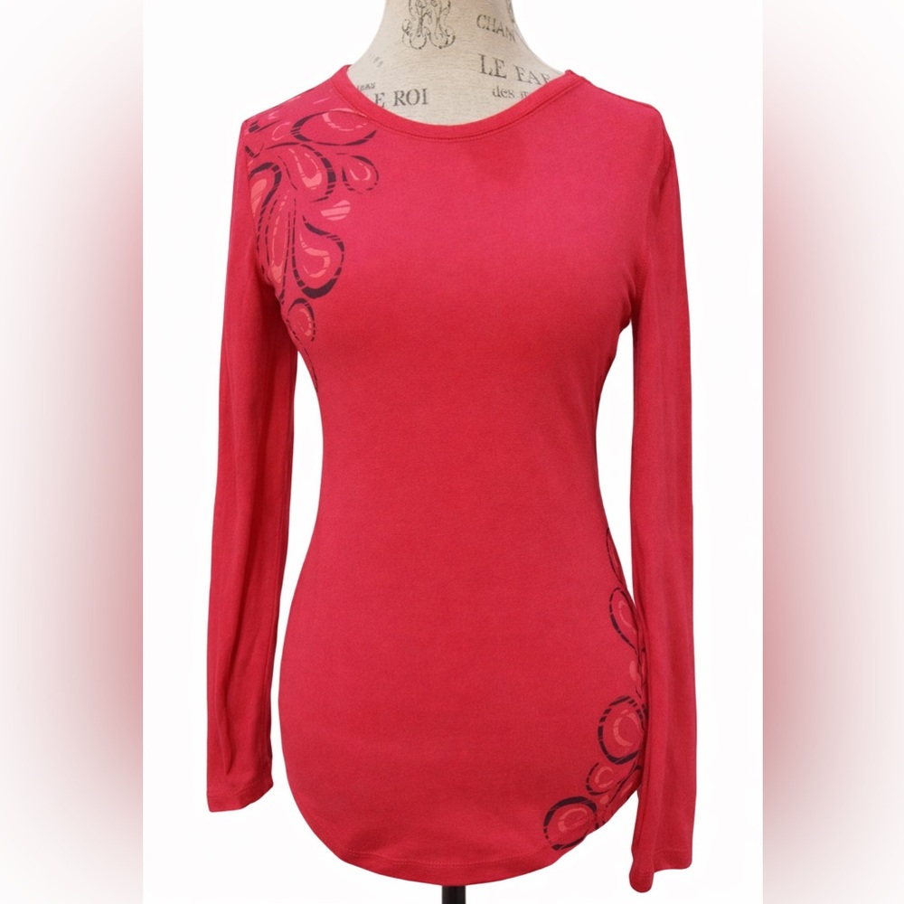 Tek Gear Pink Long Sleeve Top Small S Cotton Blend Stretch Active Casual Shirt